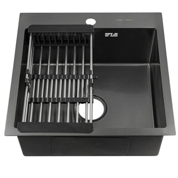 Мойка встраиваемая FABIA PROFI,50*50см ГРАФИТ,глуб.200мм+сифон+корзина